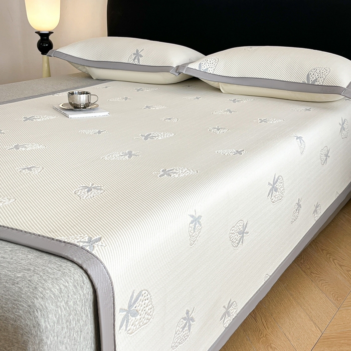 摩妮卡 2026新款凉感提花冰豆豆复合凉席床席冰丝席三件套 冰豆豆-草莓