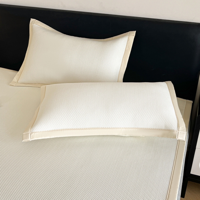 91家纺网 家纺一手货源 找家纺 摩妮卡 2026新款凉感提花冰豆豆复合凉席床席冰丝席三件套 冰豆豆-叶初