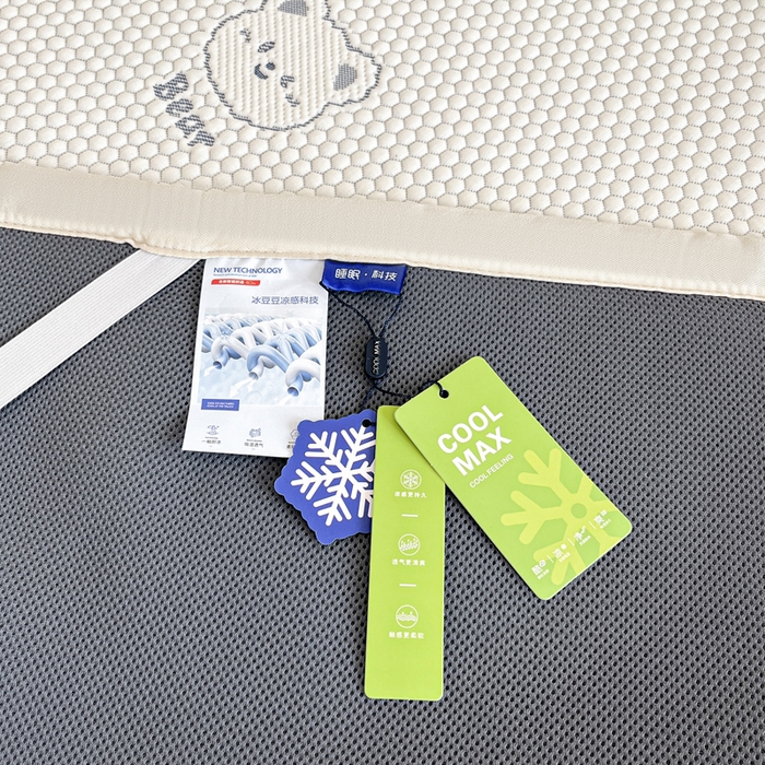 91家纺网 家纺一手货源 找家纺 摩妮卡 2026新款凉感提花冰豆豆复合凉席床席冰丝席三件套 冰豆豆-熊仔