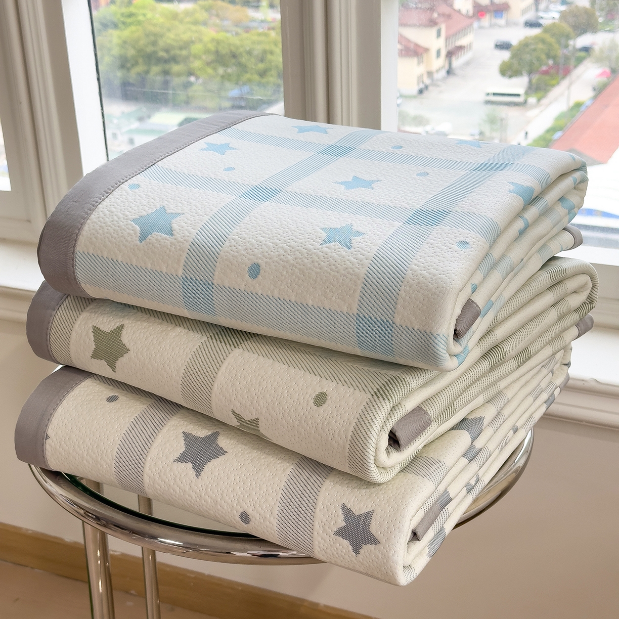 91家纺网 家纺一手货源 找家纺 摩妮卡 2026新款凉感提花冰豆豆复合凉席床席冰丝席三件套 组合图