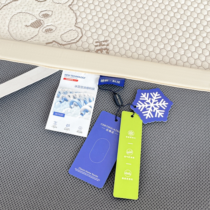 91家纺网 家纺一手货源 找家纺 摩妮卡 2026新款凉感提花冰豆豆复合凉席床席冰丝席三件套 冰豆豆-宝贝熊