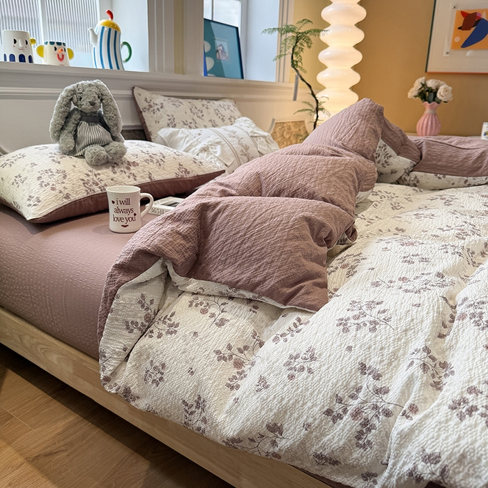 91家纺网 家纺一手货源 找家纺 （总）水墨江南 2026直播热款泡芙棉双层纱四件套