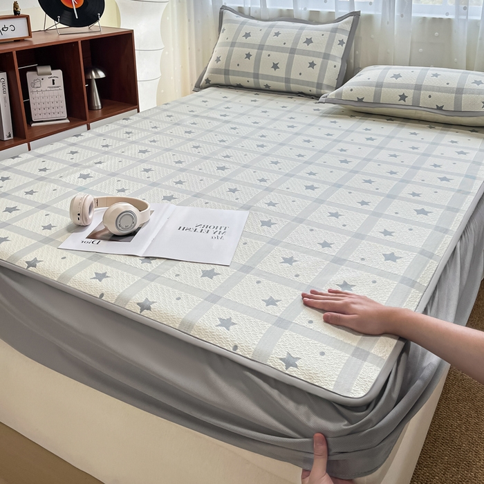 91家纺网 家纺一手货源 找家纺 （总）摩妮卡 2026新款PE中分子凉感冰豆豆凉席三件套床笠三件套