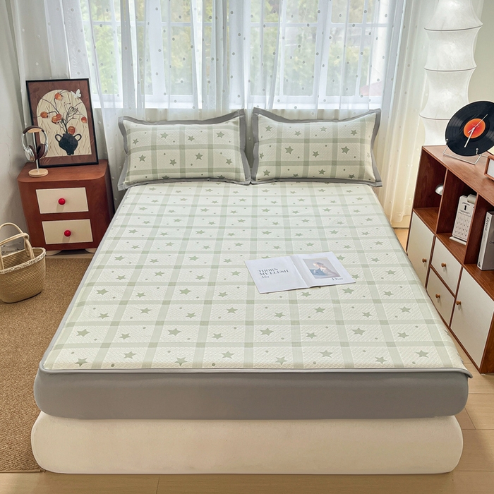 91家纺网 家纺一手货源 找家纺 （总）摩妮卡 2026新款PE中分子凉感冰豆豆凉席三件套床笠三件套