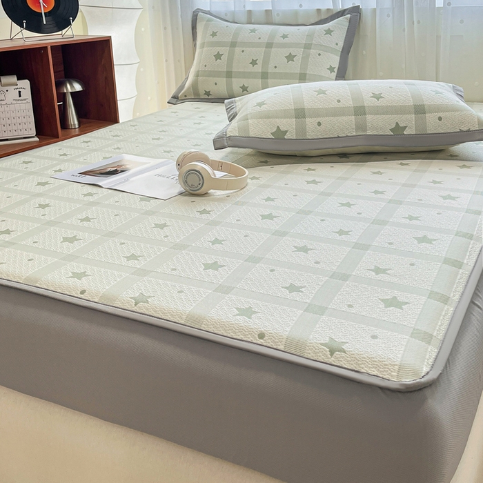 91家纺网 家纺一手货源 找家纺 （总）摩妮卡 2026新款PE中分子凉感冰豆豆凉席三件套床笠三件套