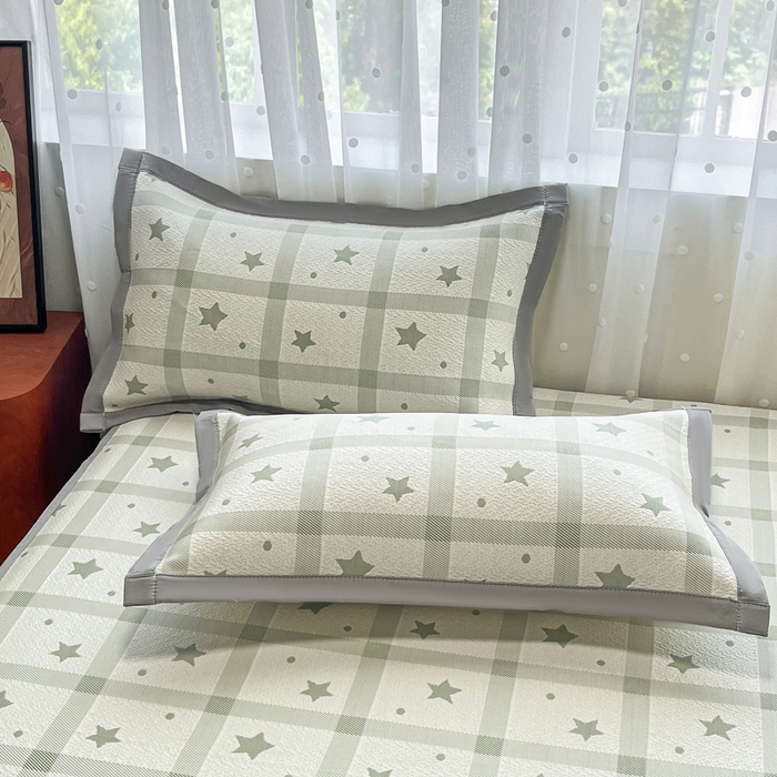 91家纺网 家纺一手货源 找家纺 （总）摩妮卡 2026新款PE中分子凉感冰豆豆凉席三件套床笠三件套