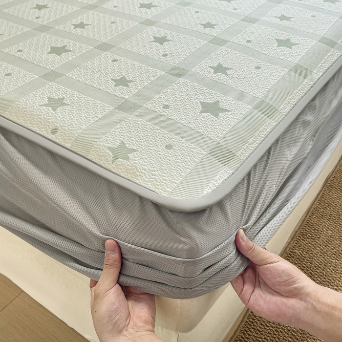 91家纺网 家纺一手货源 找家纺 摩妮卡 2026新款PE中分子凉感冰豆豆凉席三件套床笠三件套 心心相印-绿