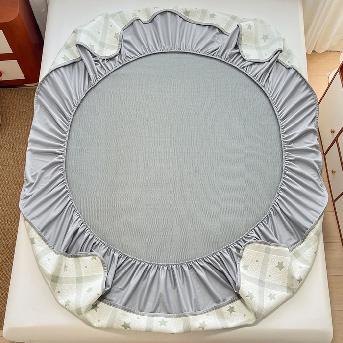 91家纺网 家纺一手货源 找家纺 摩妮卡 2026新款PE中分子凉感冰豆豆凉席三件套床笠三件套 心心相印-绿