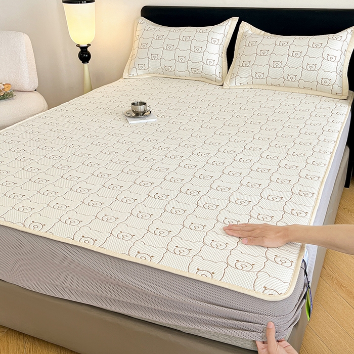 摩妮卡 2026新款PE中分子凉感冰豆豆凉席三件套床笠三件套 冰豆豆-冰暴熊