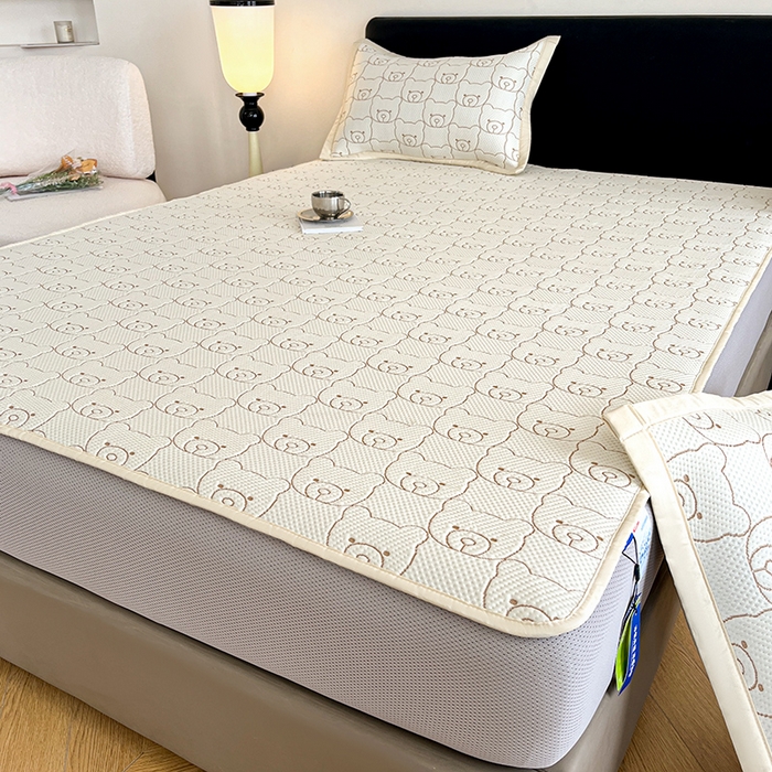 91家纺网 家纺一手货源 找家纺 摩妮卡 2026新款PE中分子凉感冰豆豆凉席三件套床笠三件套 冰豆豆-冰暴熊