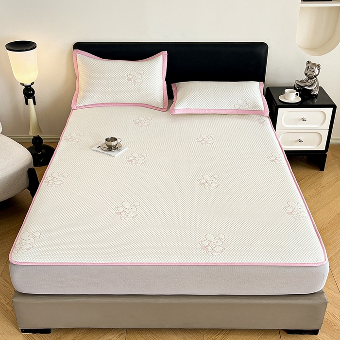 91家纺网 家纺一手货源 找家纺 摩妮卡 2026新款PE中分子凉感冰豆豆凉席三件套床笠三件套 冰豆豆-萌兔兔