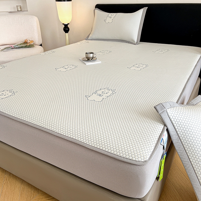 91家纺网 家纺一手货源 找家纺 摩妮卡 2026新款PE中分子凉感冰豆豆凉席三件套床笠三件套 冰豆豆-幸运龙