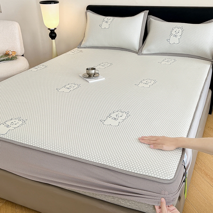 摩妮卡 2026新款PE中分子凉感冰豆豆凉席三件套床笠三件套 冰豆豆-幸运龙