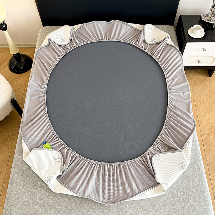 91家纺网 家纺一手货源 找家纺 摩妮卡 2026新款PE中分子凉感冰豆豆凉席三件套床笠三件套 冰豆豆-草莓