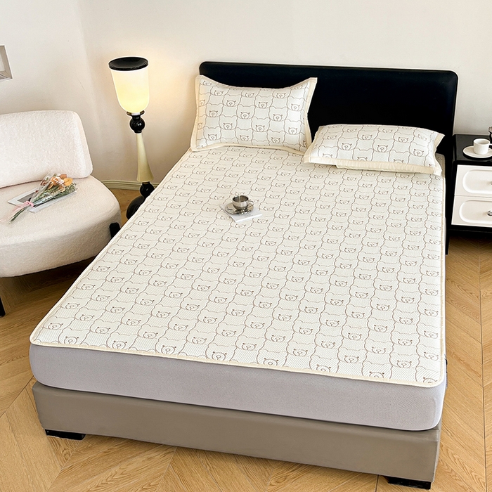 91家纺网 家纺一手货源 找家纺 摩妮卡 2026新款PE中分子凉感冰豆豆凉席三件套床笠三件套 冰豆豆-冰暴熊