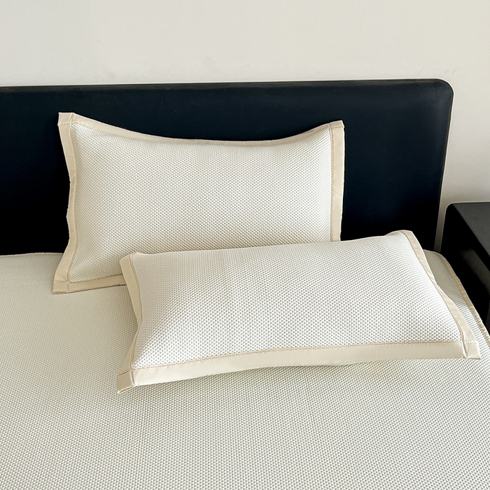 91家纺网 家纺一手货源 找家纺 摩妮卡 2026新款PE中分子凉感冰豆豆凉席三件套床笠三件套 冰豆豆-叶初