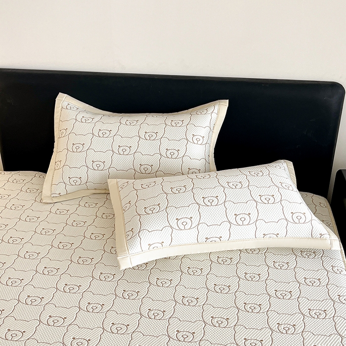 91家纺网 家纺一手货源 找家纺 摩妮卡 2026新款PE中分子凉感冰豆豆凉席三件套床笠三件套 冰豆豆-冰暴熊