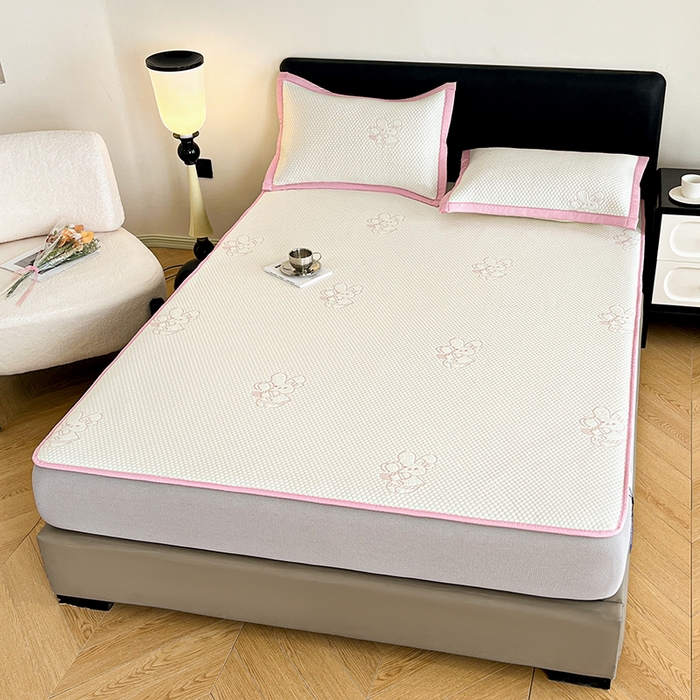 91家纺网 家纺一手货源 找家纺 摩妮卡 2026新款PE中分子凉感冰豆豆凉席三件套床笠三件套 冰豆豆-萌兔兔