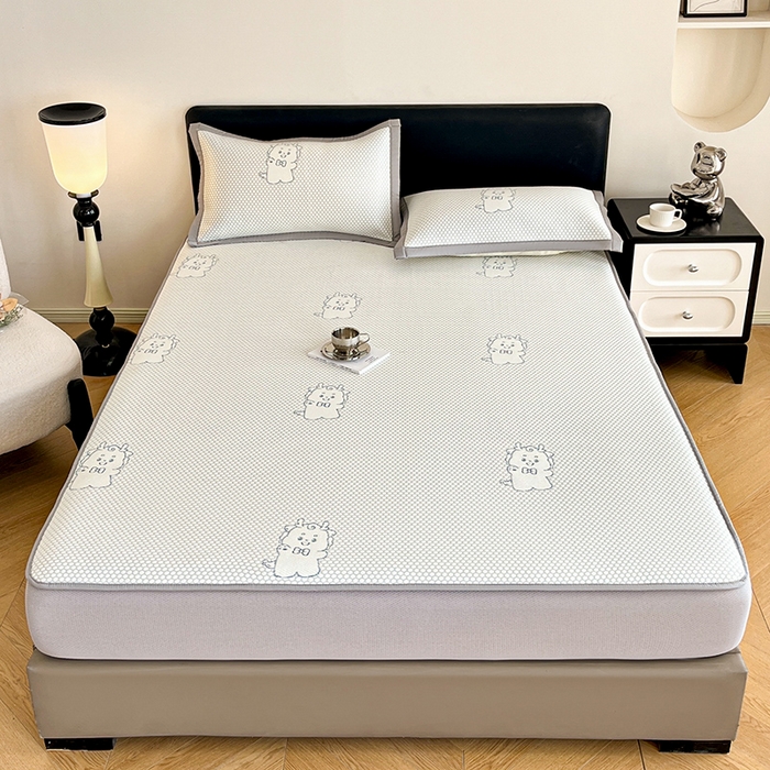 91家纺网 家纺一手货源 找家纺 摩妮卡 2026新款PE中分子凉感冰豆豆凉席三件套床笠三件套 冰豆豆-幸运龙