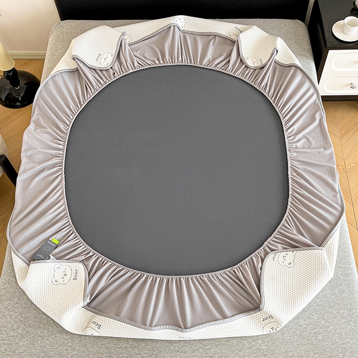 91家纺网 家纺一手货源 找家纺 摩妮卡 2026新款PE中分子凉感冰豆豆凉席三件套床笠三件套 冰豆豆-熊仔