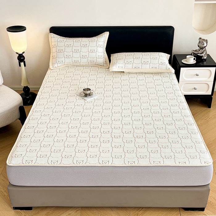 91家纺网 家纺一手货源 找家纺 摩妮卡 2026新款PE中分子凉感冰豆豆凉席三件套床笠三件套 冰豆豆-冰暴熊