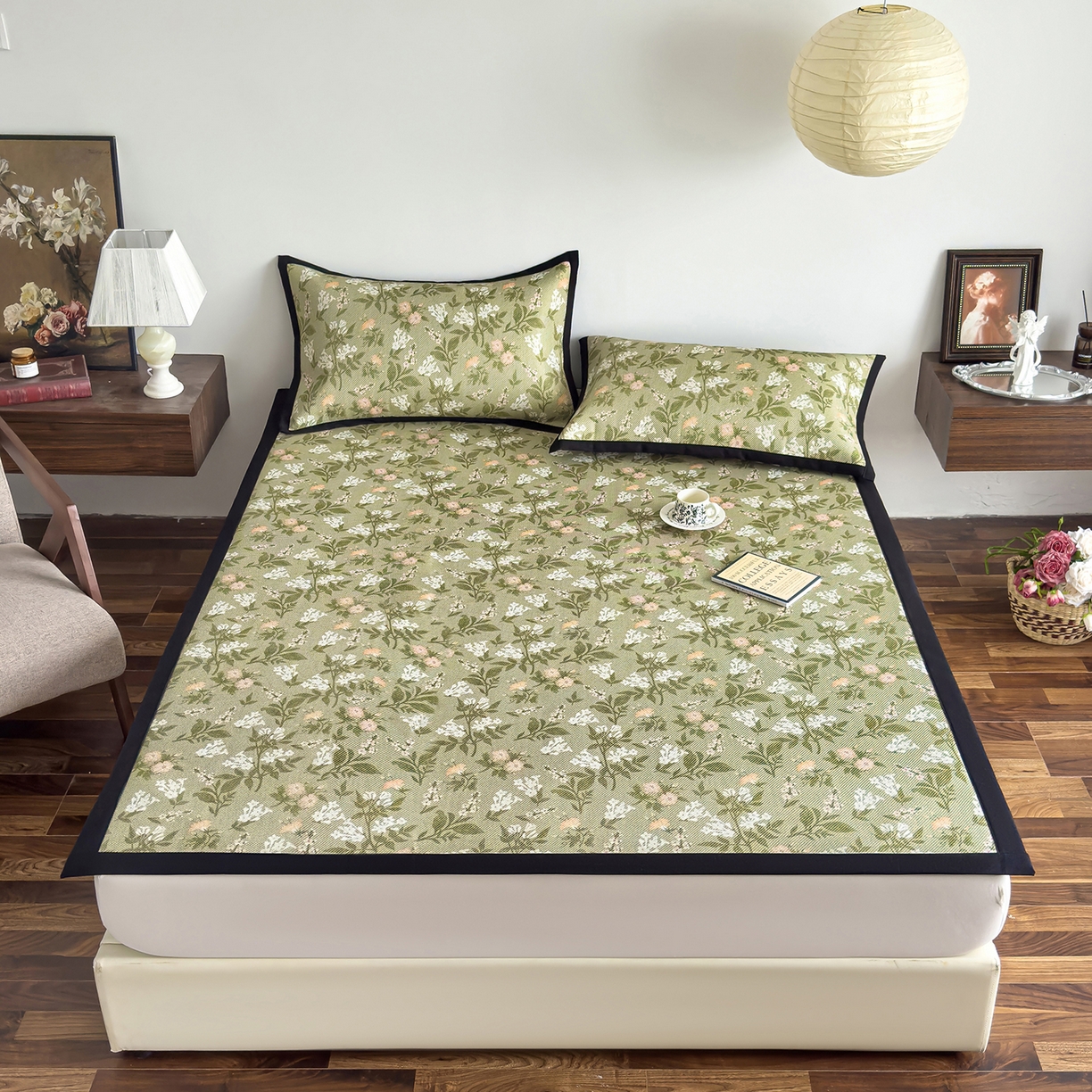 91家纺网 家纺一手货源 找家纺 （总）圣比熊 2026新款高织密高品质印花冰藤凉席席子三件套