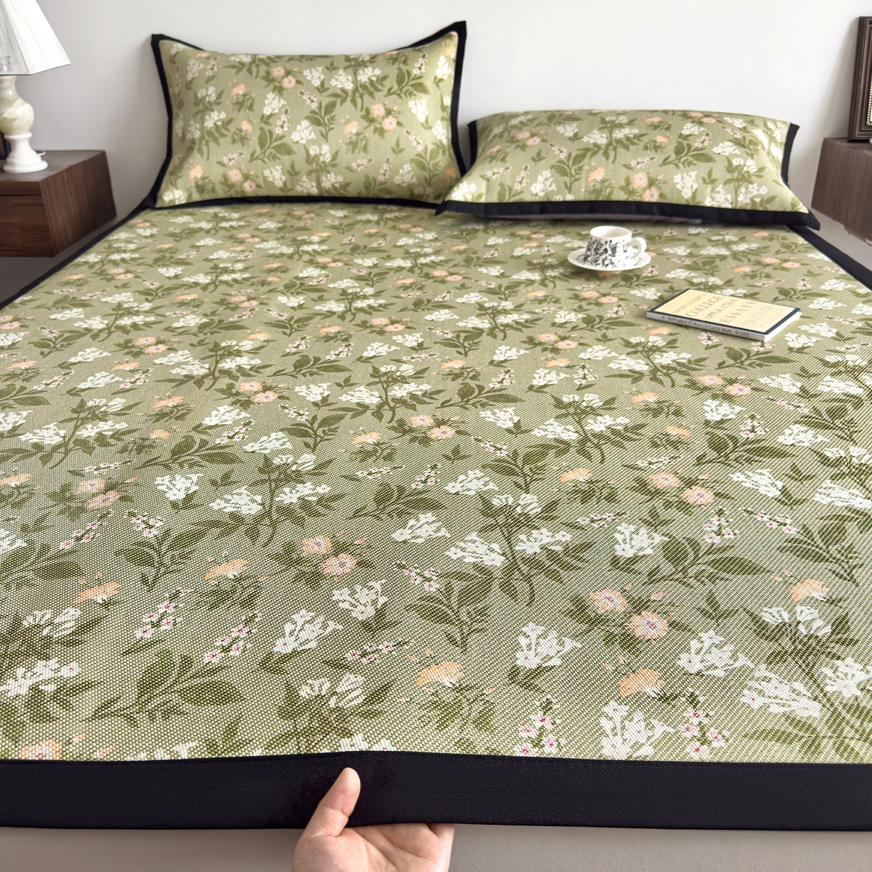 91家纺网 家纺一手货源 找家纺 （总）圣比熊 2026新款高织密高品质印花冰藤凉席席子三件套