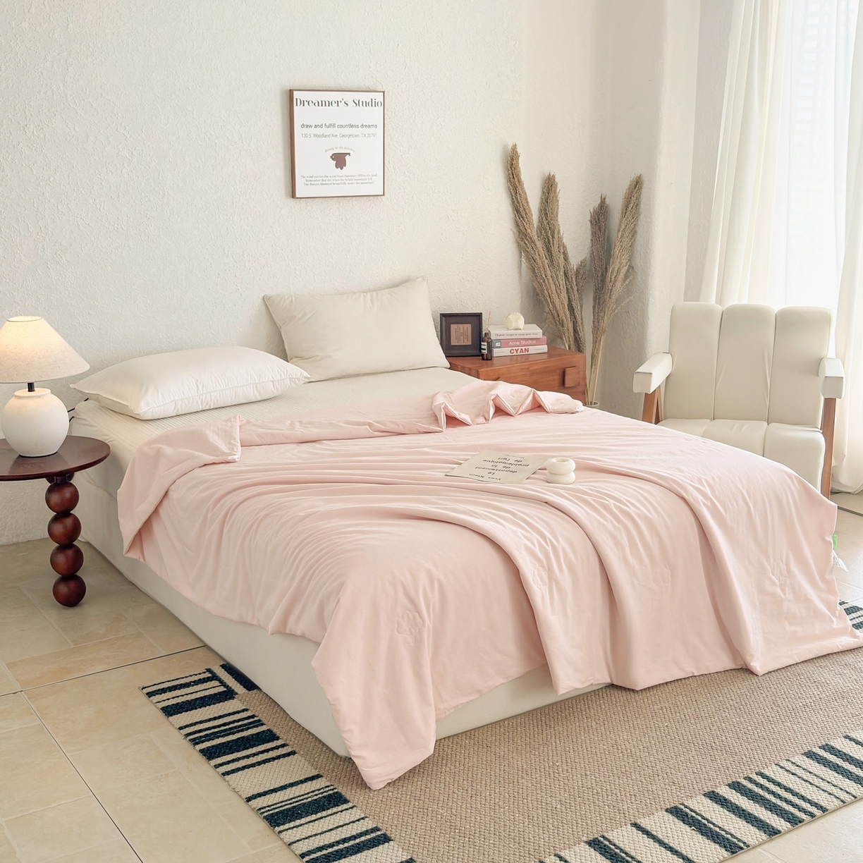 91家纺网 家纺一手货源 找家纺 贝尔 2026新款全棉多用夏被夏凉被空调被 浅粉