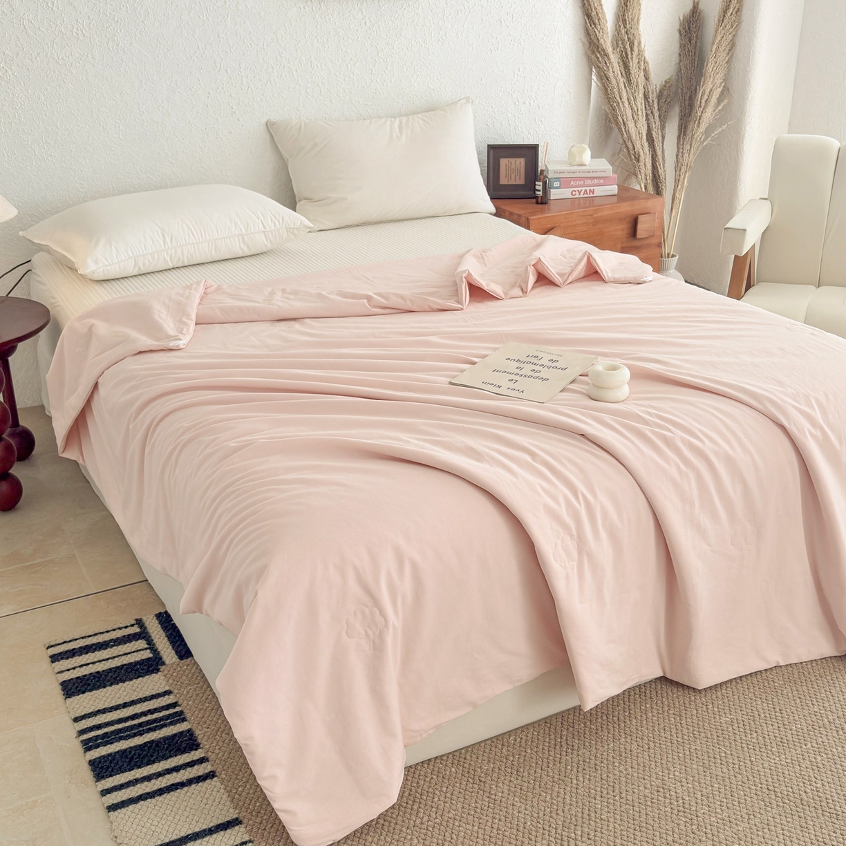 91家纺网 家纺一手货源 找家纺 贝尔 2026新款全棉多用夏被夏凉被空调被 浅粉