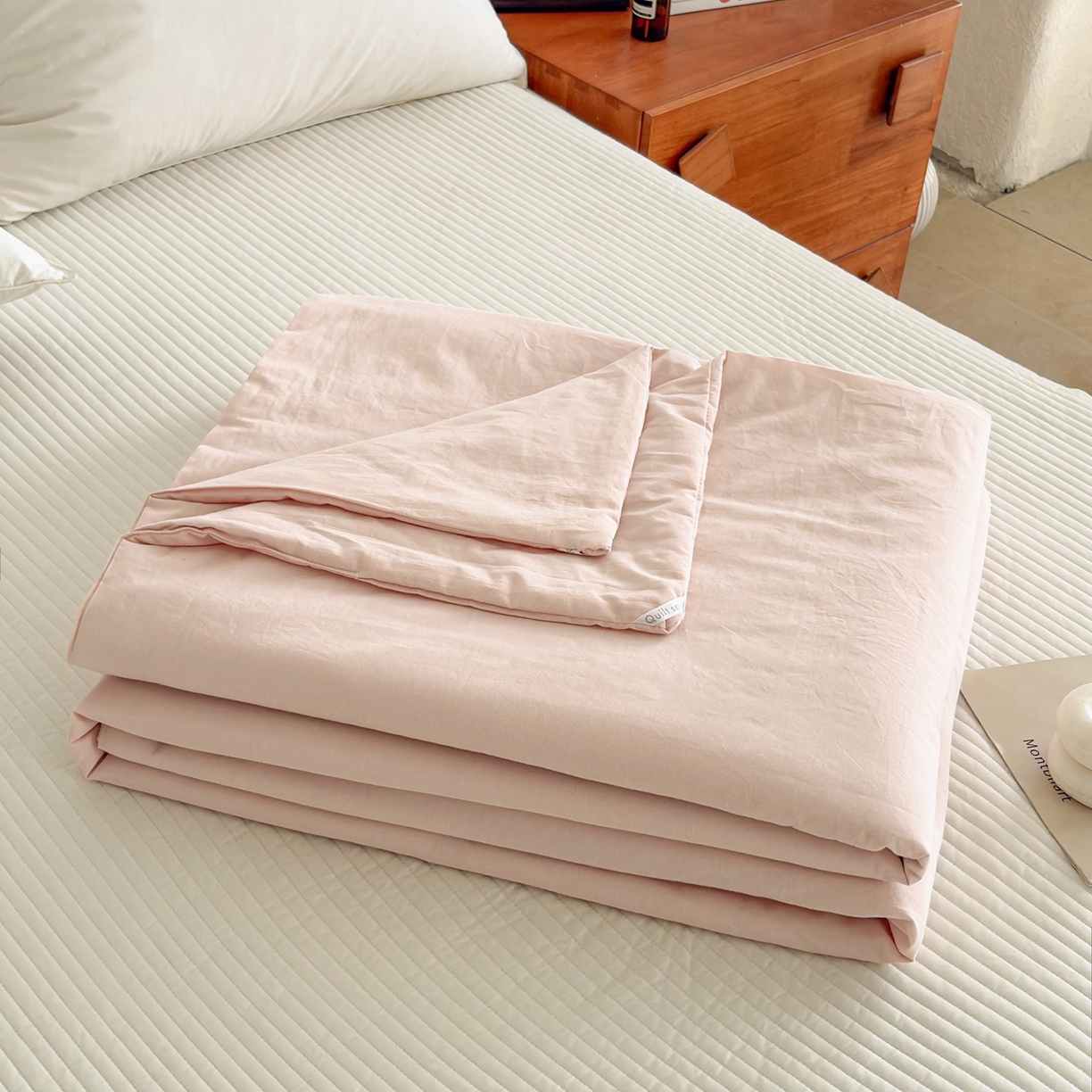 91家纺网 家纺一手货源 找家纺 贝尔 2026新款全棉多用夏被夏凉被空调被 浅粉