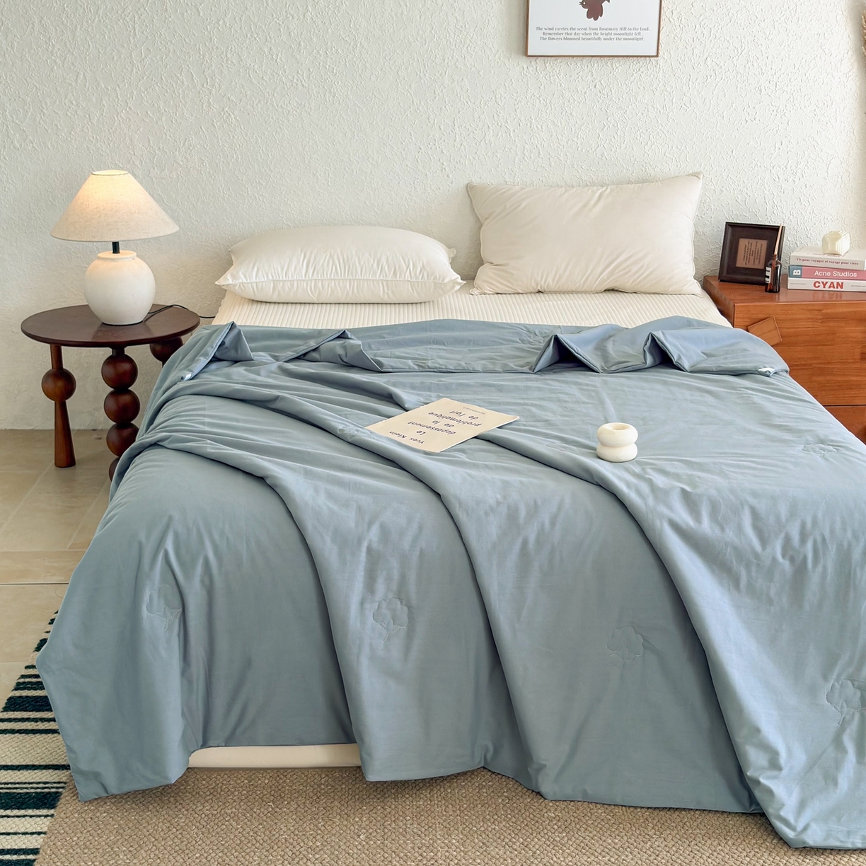 91家纺网 家纺一手货源 找家纺 贝尔 2026新款全棉多用夏被夏凉被空调被 天蓝