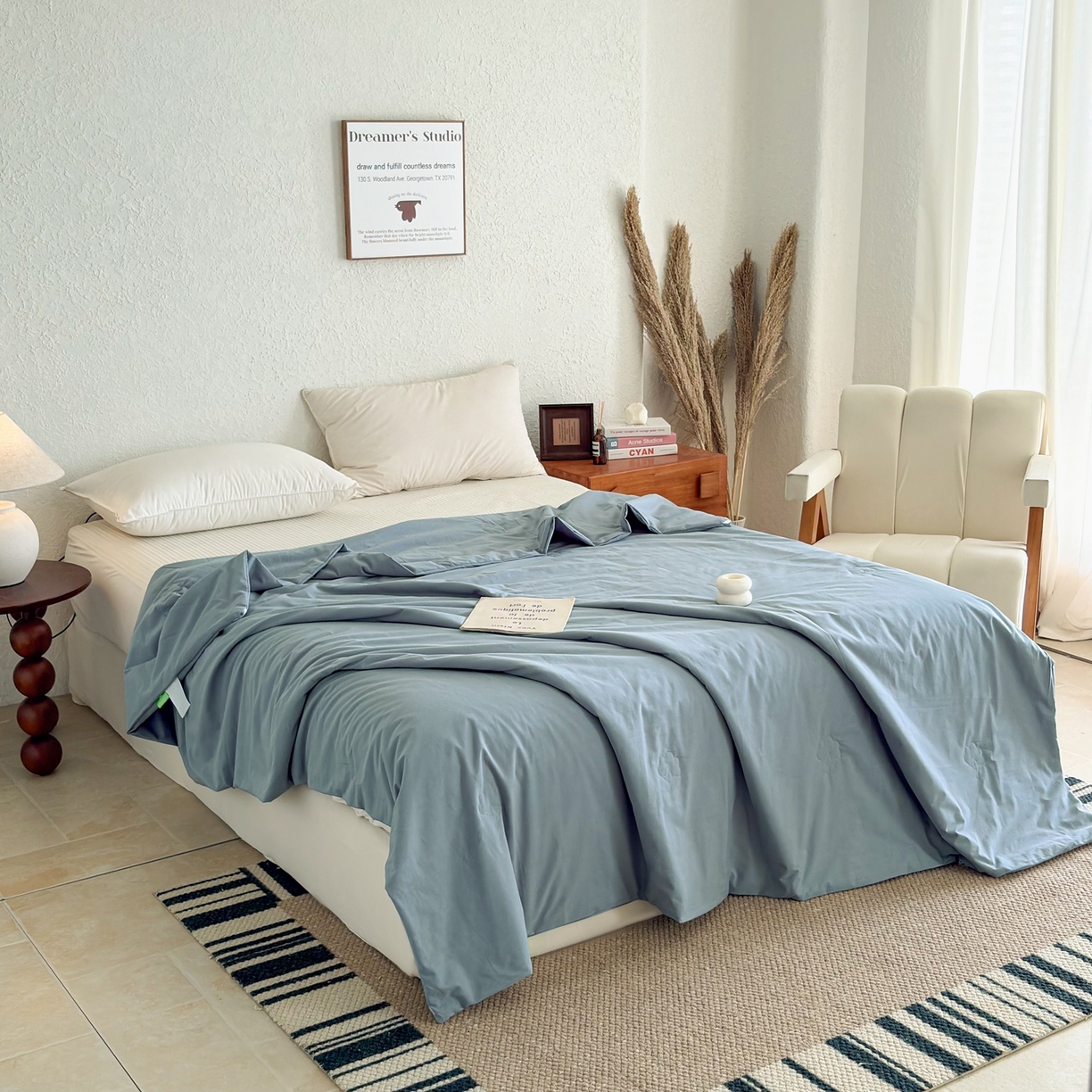 91家纺网 家纺一手货源 找家纺 贝尔 2026新款全棉多用夏被夏凉被空调被 天蓝