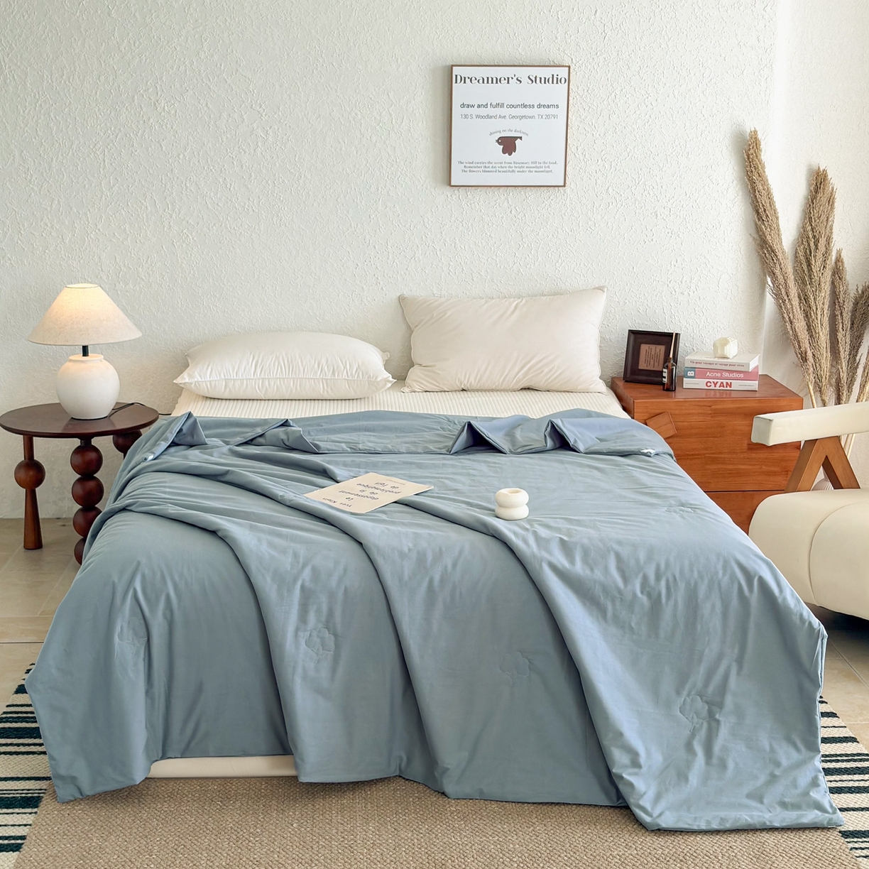 91家纺网 家纺一手货源 找家纺 贝尔 2026新款全棉多用夏被夏凉被空调被 天蓝