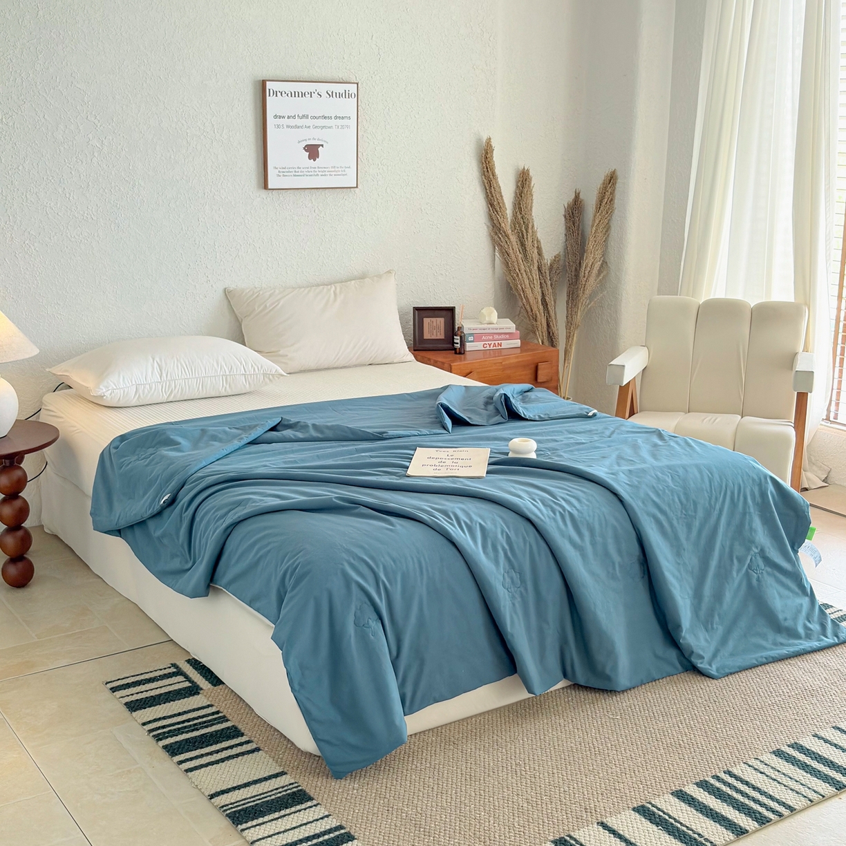 91家纺网 家纺一手货源 找家纺 贝尔 2026新款全棉多用夏被夏凉被空调被 深蓝