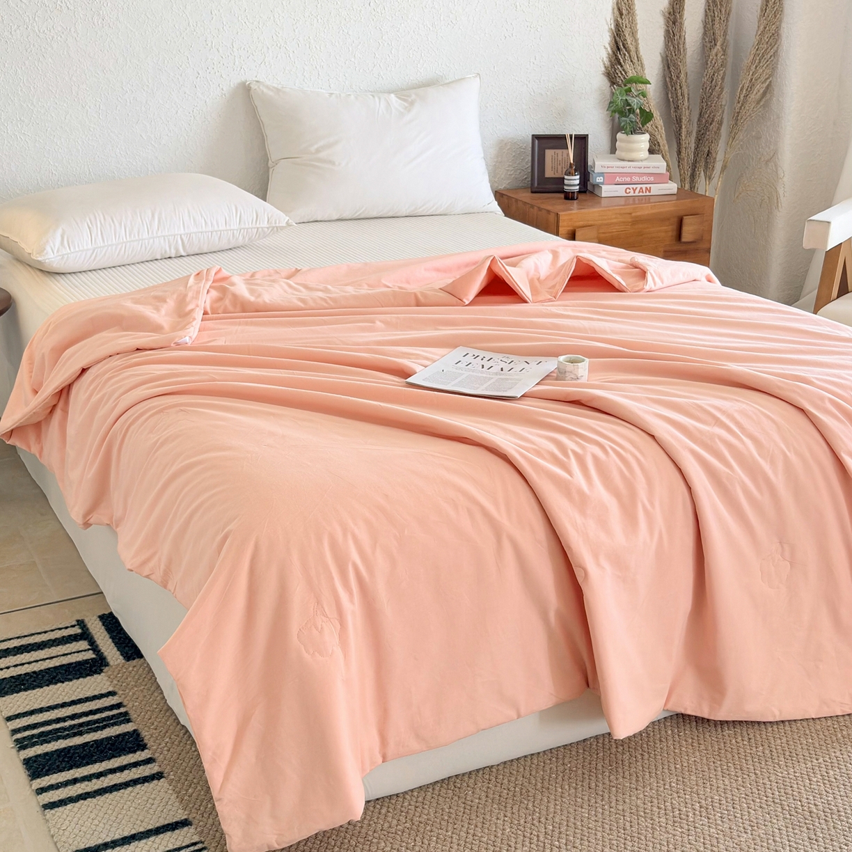 91家纺网 家纺一手货源 找家纺 贝尔 2026新款全棉多用夏被夏凉被空调被 深粉