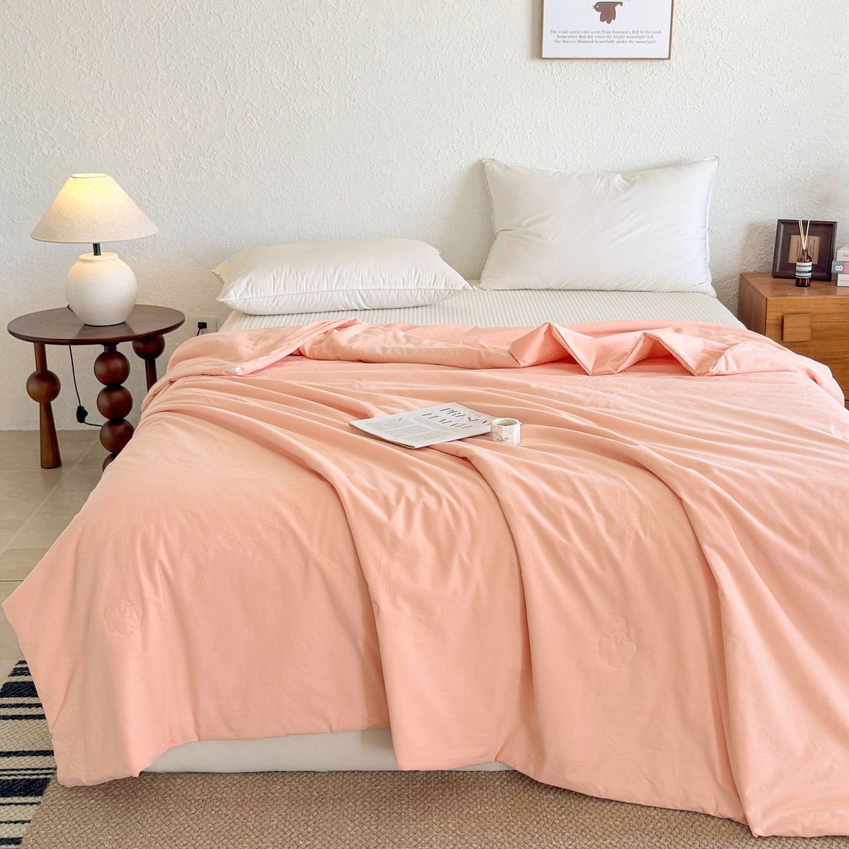 91家纺网 家纺一手货源 找家纺 贝尔 2026新款全棉多用夏被夏凉被空调被 深粉