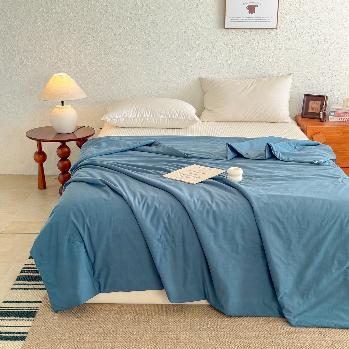 91家纺网 家纺一手货源 找家纺 贝尔 2026新款全棉多用夏被夏凉被空调被 深蓝