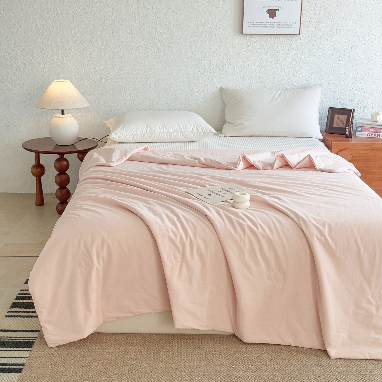 91家纺网 家纺一手货源 找家纺 贝尔 2026新款全棉多用夏被夏凉被空调被 浅粉