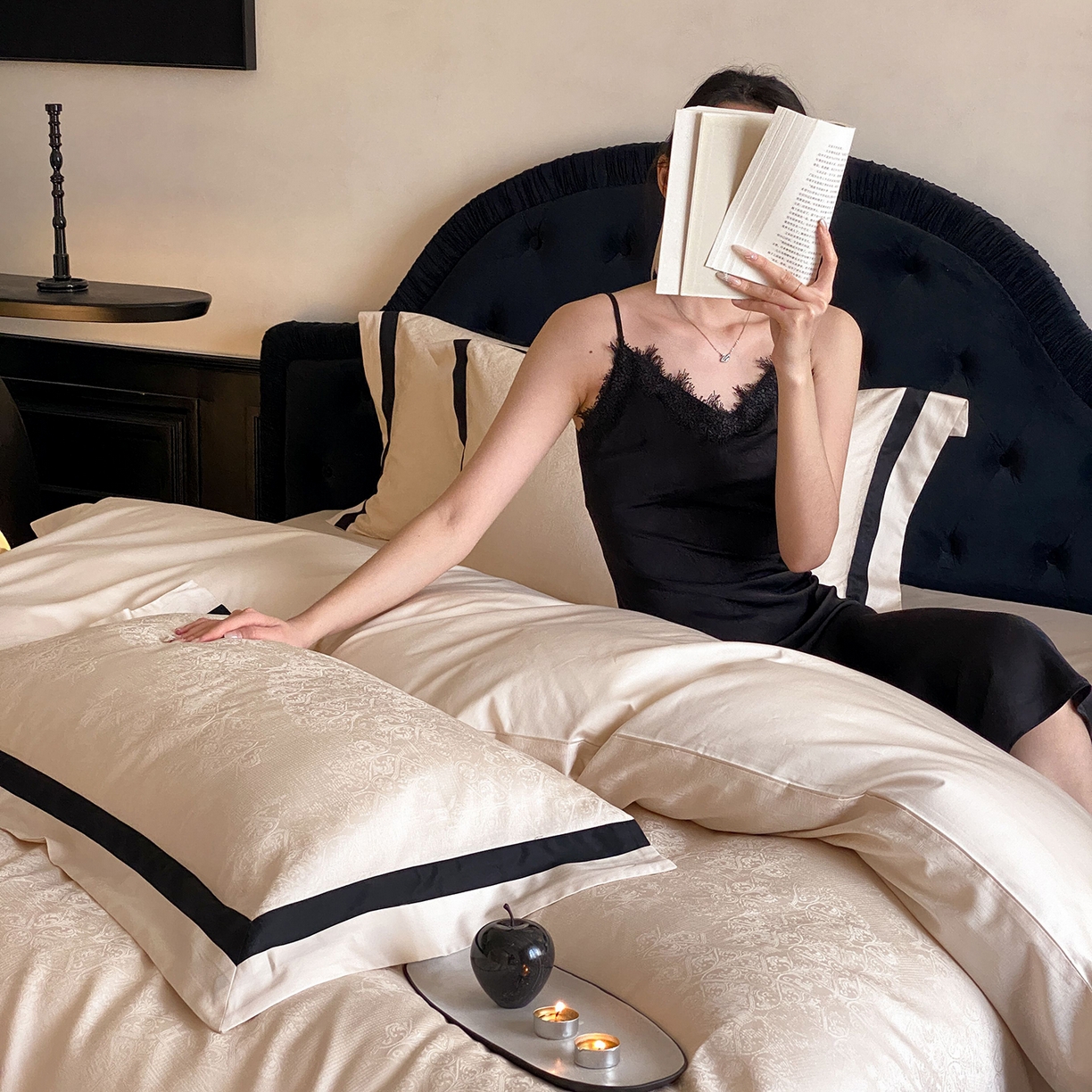 91家纺网 家纺一手货源 找家纺 太古汇家居 2026新款全棉提花“凡尔赛”系列四件套 凡尔赛-浅奶油