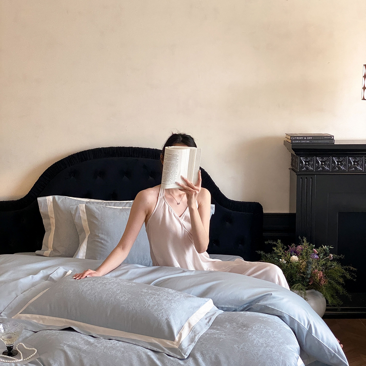 91家纺网 家纺一手货源 找家纺 太古汇家居 2026新款全棉提花“凡尔赛”系列四件套 凡尔赛-天空蓝