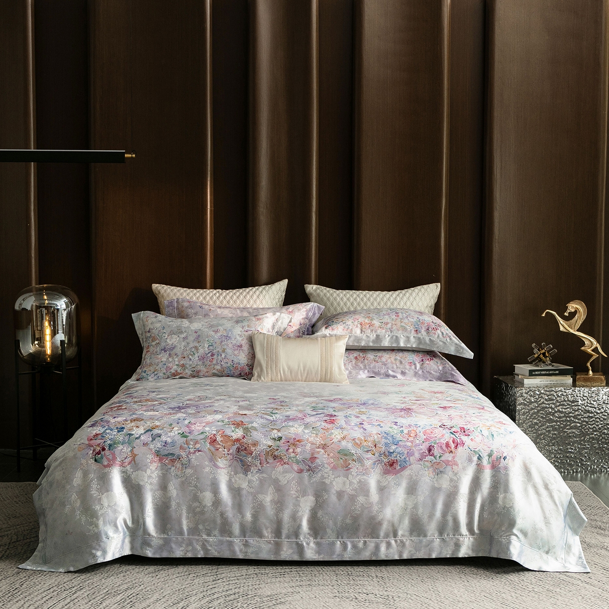 太古汇家居 2026新款桑真丝“花蝶绮梦”系列四件套 花蝶绮梦-浅云兰