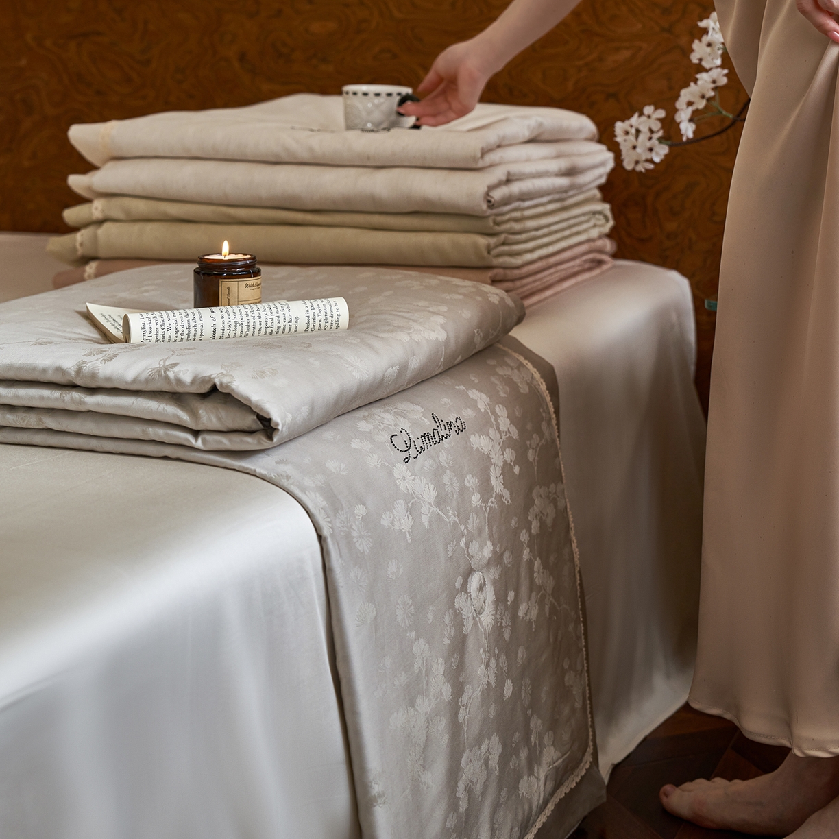 91家纺网 家纺一手货源 找家纺 （总）莱福仕 2026新款新中式莱赛尔天丝提花夏被空调被