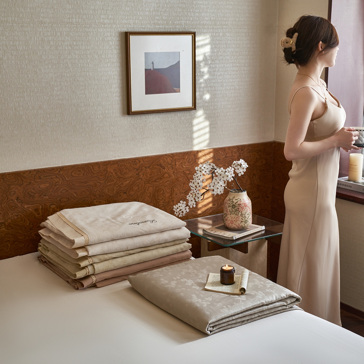 91家纺网 家纺一手货源 找家纺 （总）莱福仕 2026新款新中式莱赛尔天丝提花夏被空调被