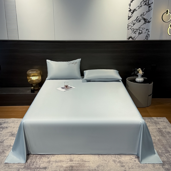 云恋家纺 2026新款夏季冰丝床单单件凉感被单学生宿舍单人枕套三件套双人垫单 浪漫假日-浅灰