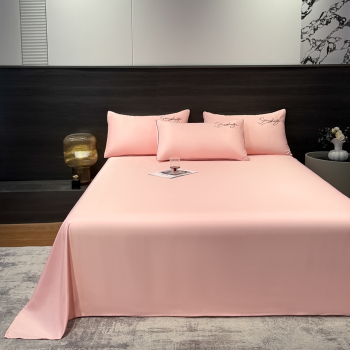 91家纺网 家纺一手货源 找家纺 云恋家纺 2026新款夏季冰丝床单单件凉感被单学生宿舍单人枕套三件套双人垫单 浪漫假日-樱花粉