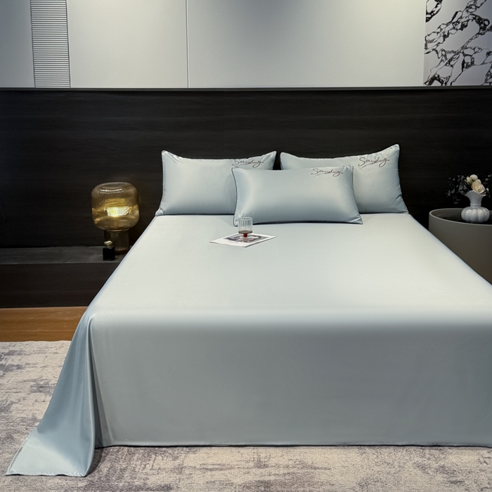 91家纺网 家纺一手货源 找家纺 云恋家纺 2026新款夏季冰丝床单单件凉感被单学生宿舍单人枕套三件套双人垫单 浪漫假日-浅灰