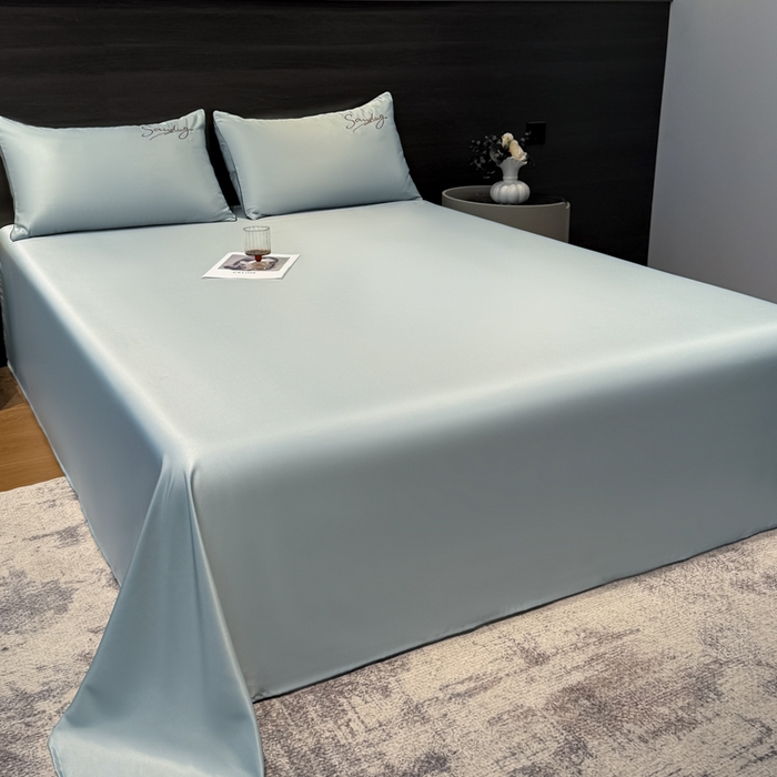 91家纺网 家纺一手货源 找家纺 云恋家纺 2026新款夏季冰丝床单单件凉感被单学生宿舍单人枕套三件套双人垫单 浪漫假日-浅灰