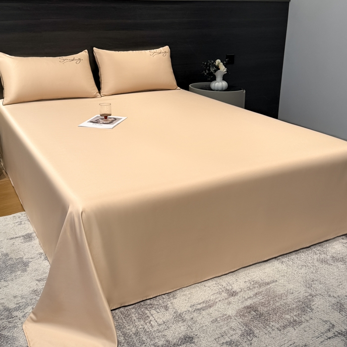 91家纺网 家纺一手货源 找家纺 云恋家纺 2026新款夏季冰丝床单单件凉感被单学生宿舍单人枕套三件套双人垫单 浪漫假日-香槟金