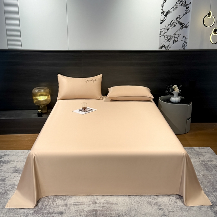 云恋家纺 2026新款夏季冰丝床单单件凉感被单学生宿舍单人枕套三件套双人垫单 浪漫假日-香槟金