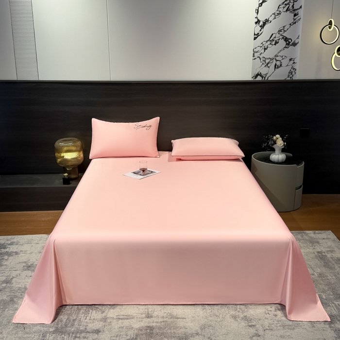 云恋家纺 2026新款夏季冰丝床单单件凉感被单学生宿舍单人枕套三件套双人垫单 浪漫假日-樱花粉